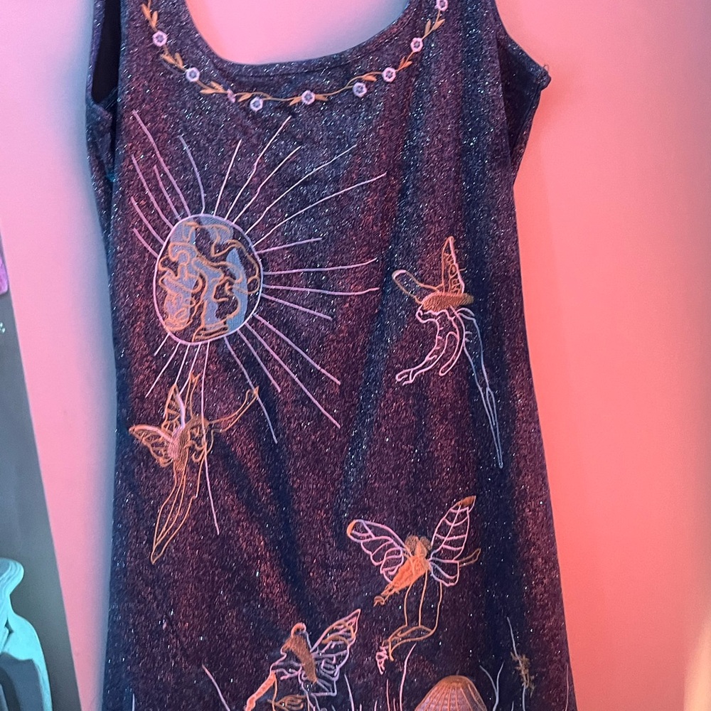 Embroidered Blue Mini Dress